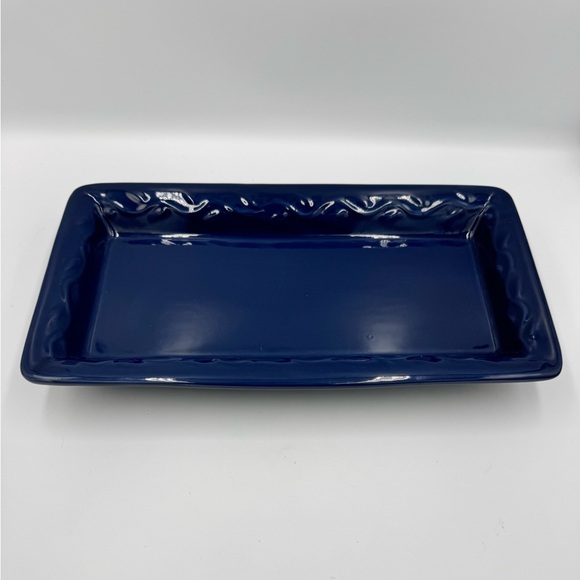 The Country Garden Collection Navy Blue Stoneware Rectangular Serving Platter - Picture 1 of 6
